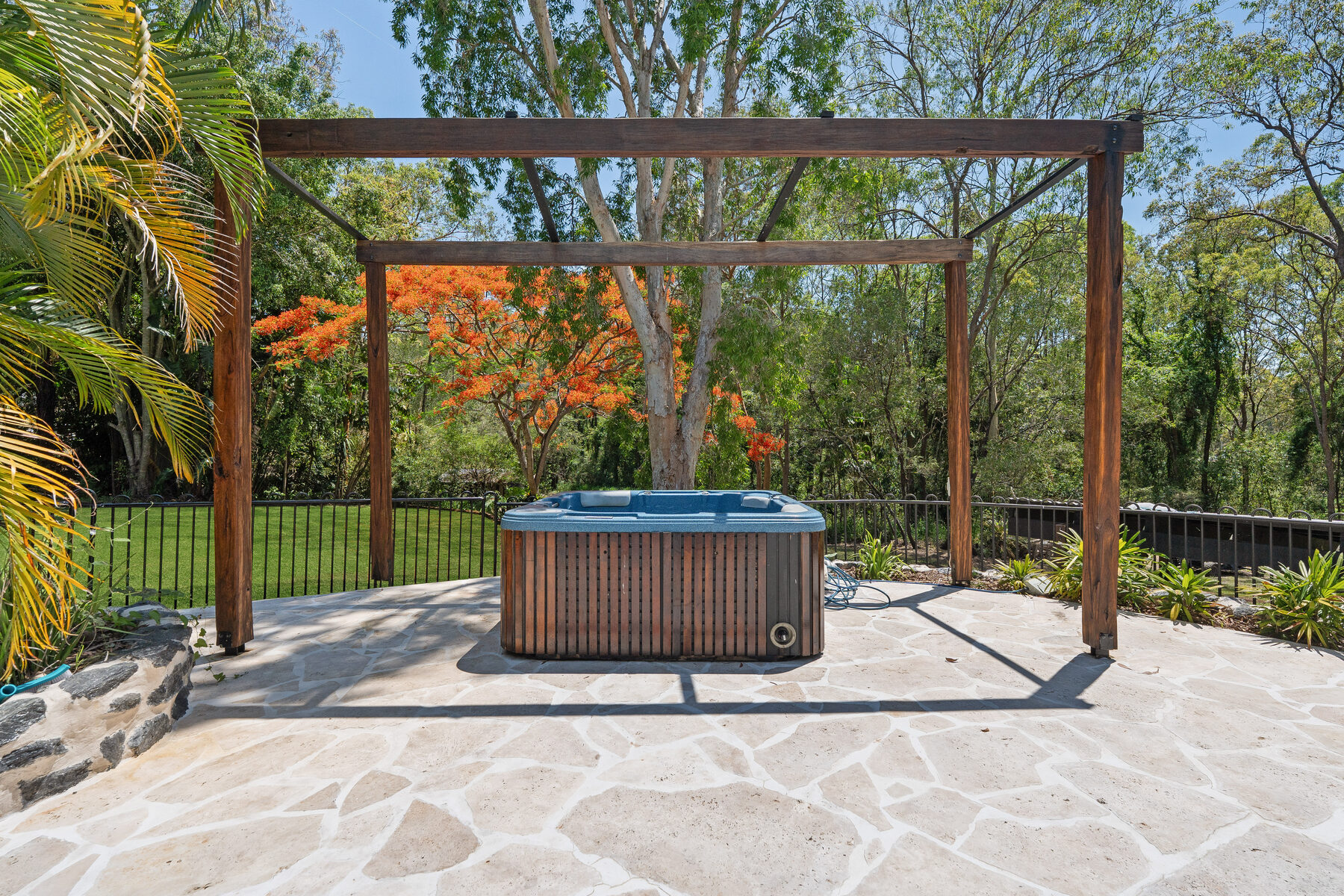 Timber pergola and spa